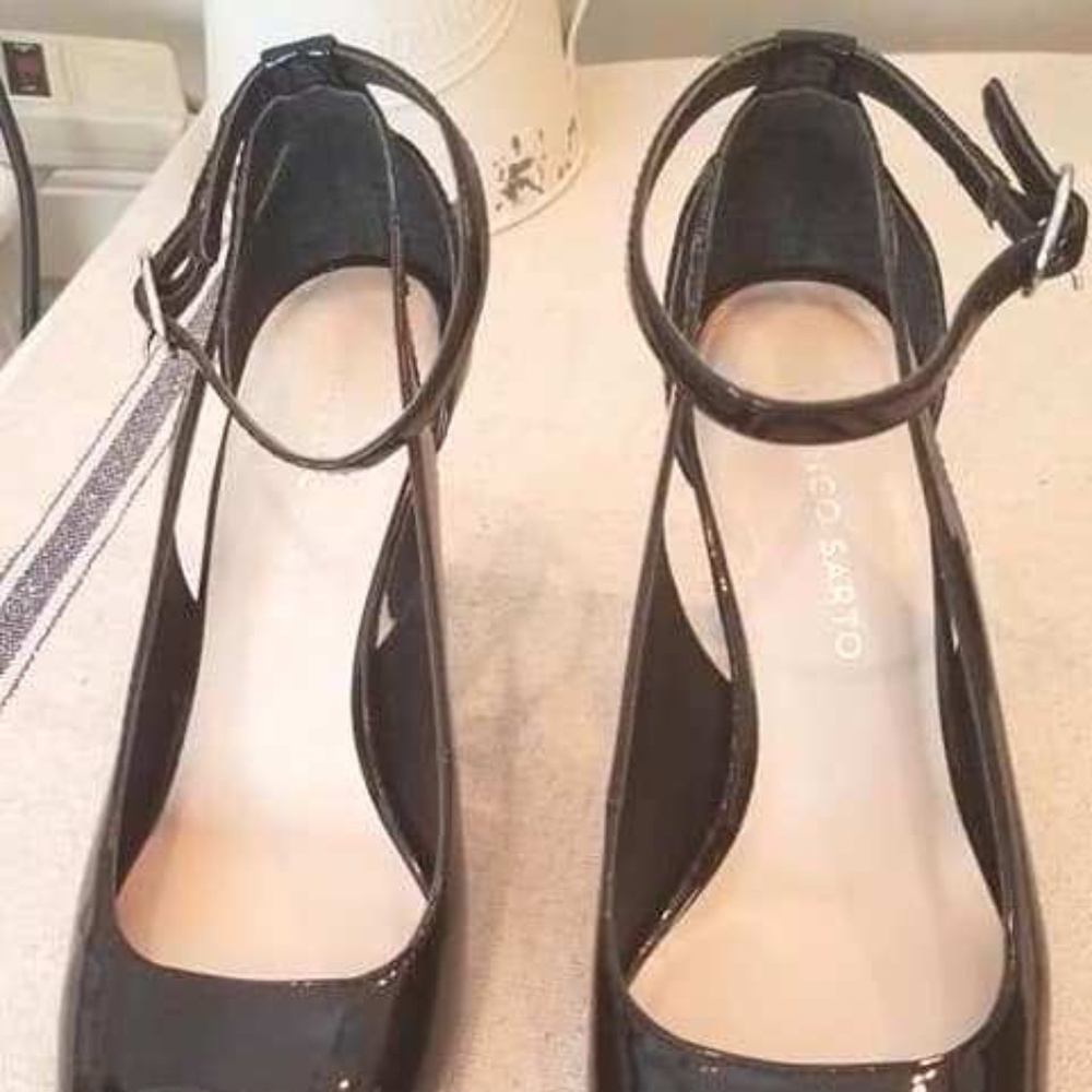 Franco Sarto Patent Leather Black High Heel Shoes - Picture 1 of 6